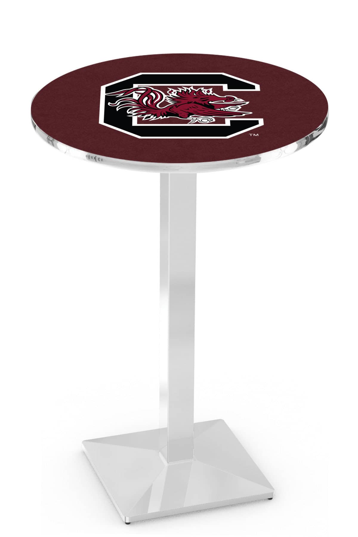 University of South Carolina 42-Inch Pub Table with 30-Inch Top, Square Base Base, and Chrome Finish 1 University of South Carolina 42-Inch Pub Table with 30-Inch Top, Square Base Base, and Chrome Finish