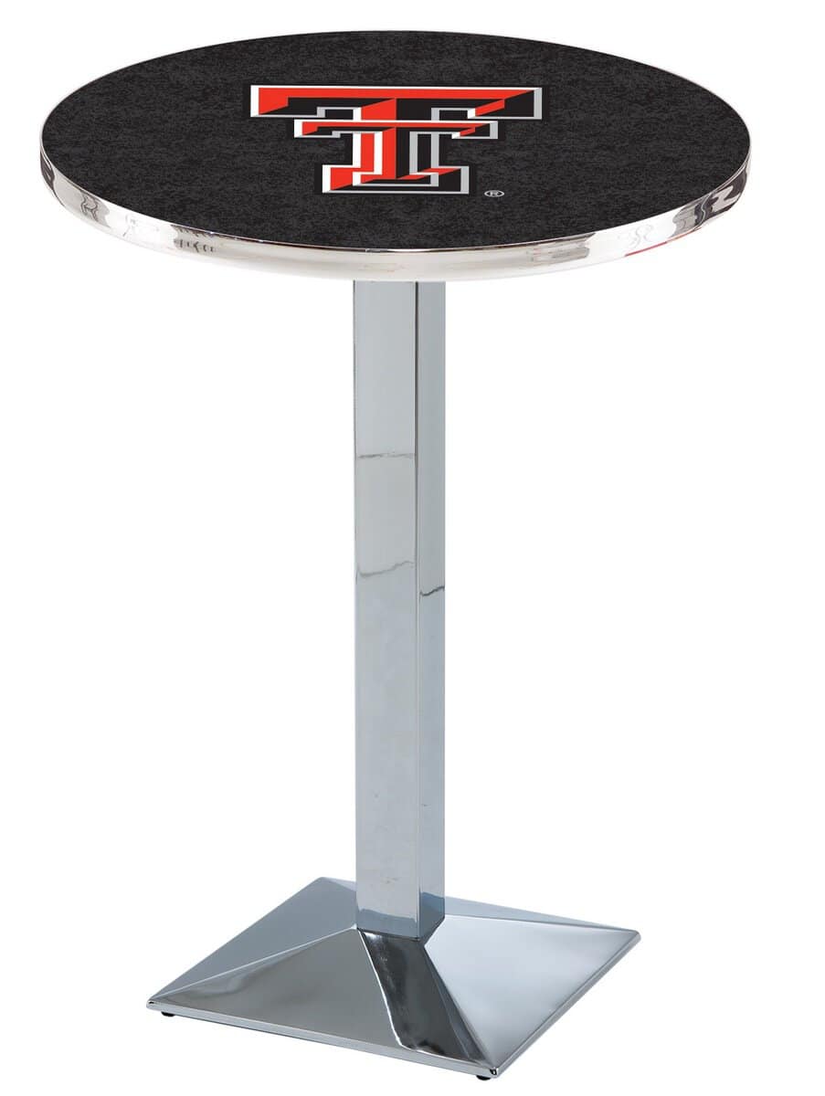 Texas Tech University 36-Inch Pub Table with 36-Inch Top, Square Base Base, and Chrome Finish 1 Texas Tech University 36-Inch Pub Table with 36-Inch Top, Square Base Base, and Chrome Finish