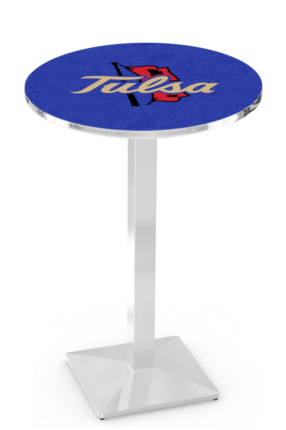 University of Tulsa 42-Inch Pub Table with 30-Inch Top, Square Base Base, and Chrome Finish 1 University of Tulsa 42-Inch Pub Table with 30-Inch Top, Square Base Base, and Chrome Finish