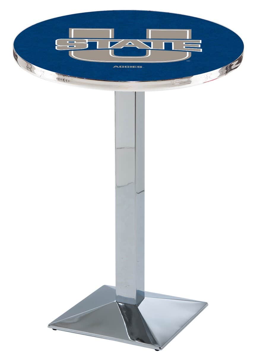 Utah State University 42-Inch Pub Table with 36-Inch Top, Square Base Base, and Chrome Finish 1 Utah State University 42-Inch Pub Table with 36-Inch Top, Square Base Base, and Chrome Finish