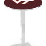 Virginia Tech University 36-Inch Pub Table with 30-Inch Top, Square Base Base, and Chrome Finish