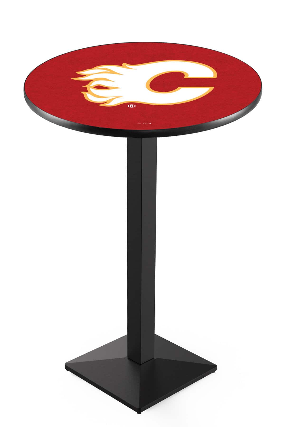 Calgary Flames 42-Inch Pub Table with 36-Inch Top, Square Base Base, and Black Wrinkle Finish 1 Calgary Flames 42-Inch Pub Table with 36-Inch Top, Square Base Base, and Black Wrinkle Finish