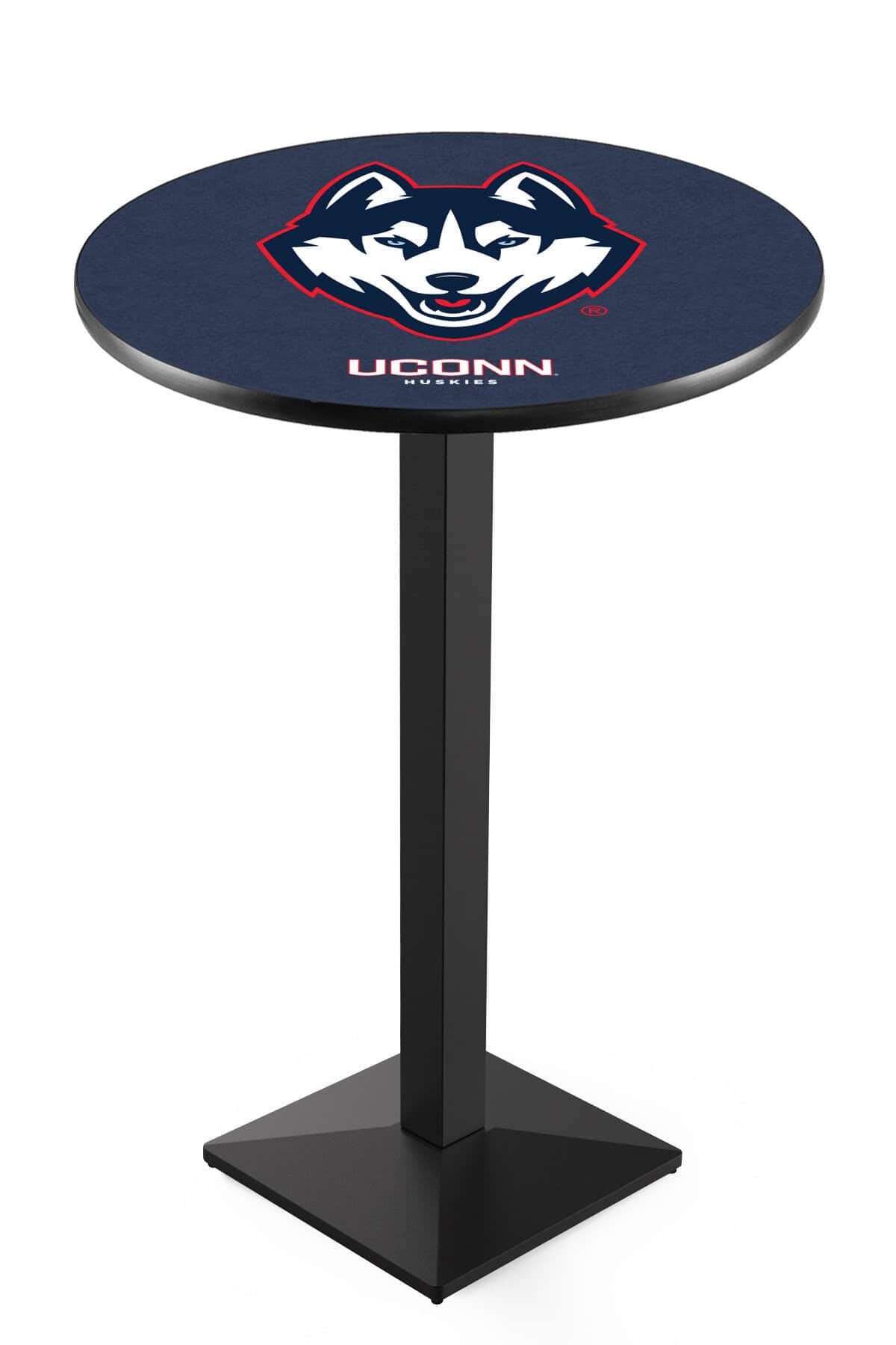 University of Connecticut 42-Inch Pub Table with 30-Inch Top, Square Base Base, and Black Wrinkle Finish 1 University of Connecticut 42-Inch Pub Table with 30-Inch Top, Square Base Base, and Black Wrinkle Finish