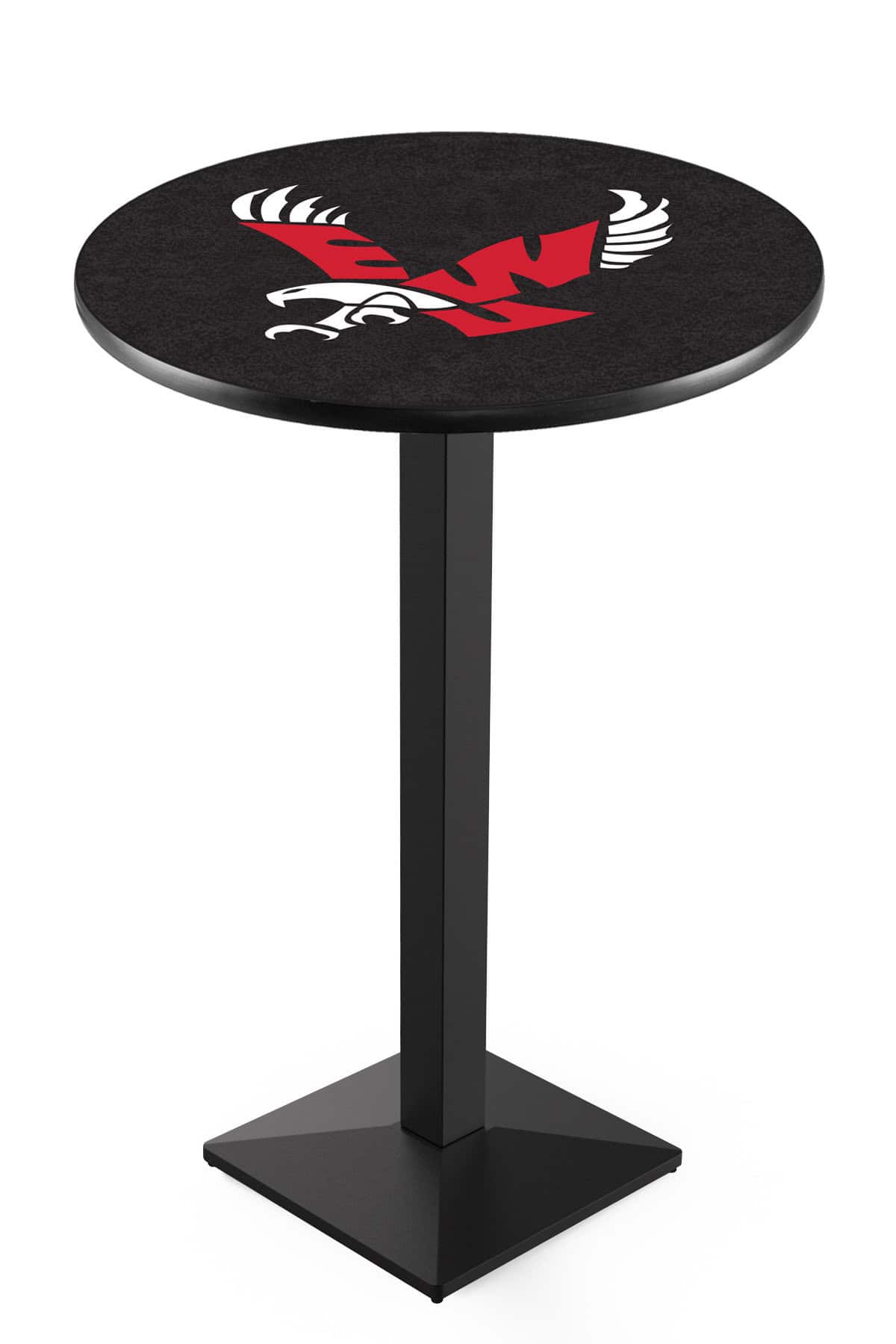 Eastern Washington University 42-Inch Pub Table with 30-Inch Top, Square Base Base, and Black Wrinkle Finish 1 Eastern Washington University 42-Inch Pub Table with 30-Inch Top, Square Base Base, and Black Wrinkle Finish