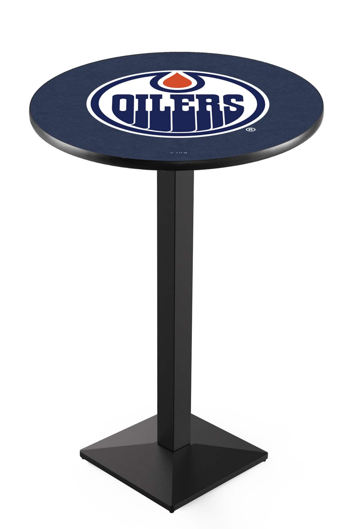 Edmonton Oilers 42-Inch Pub Table with 30-Inch Top, Square Base Base, and Black Wrinkle Finish 1 Edmonton Oilers 42-Inch Pub Table with 30-Inch Top, Square Base Base, and Black Wrinkle Finish
