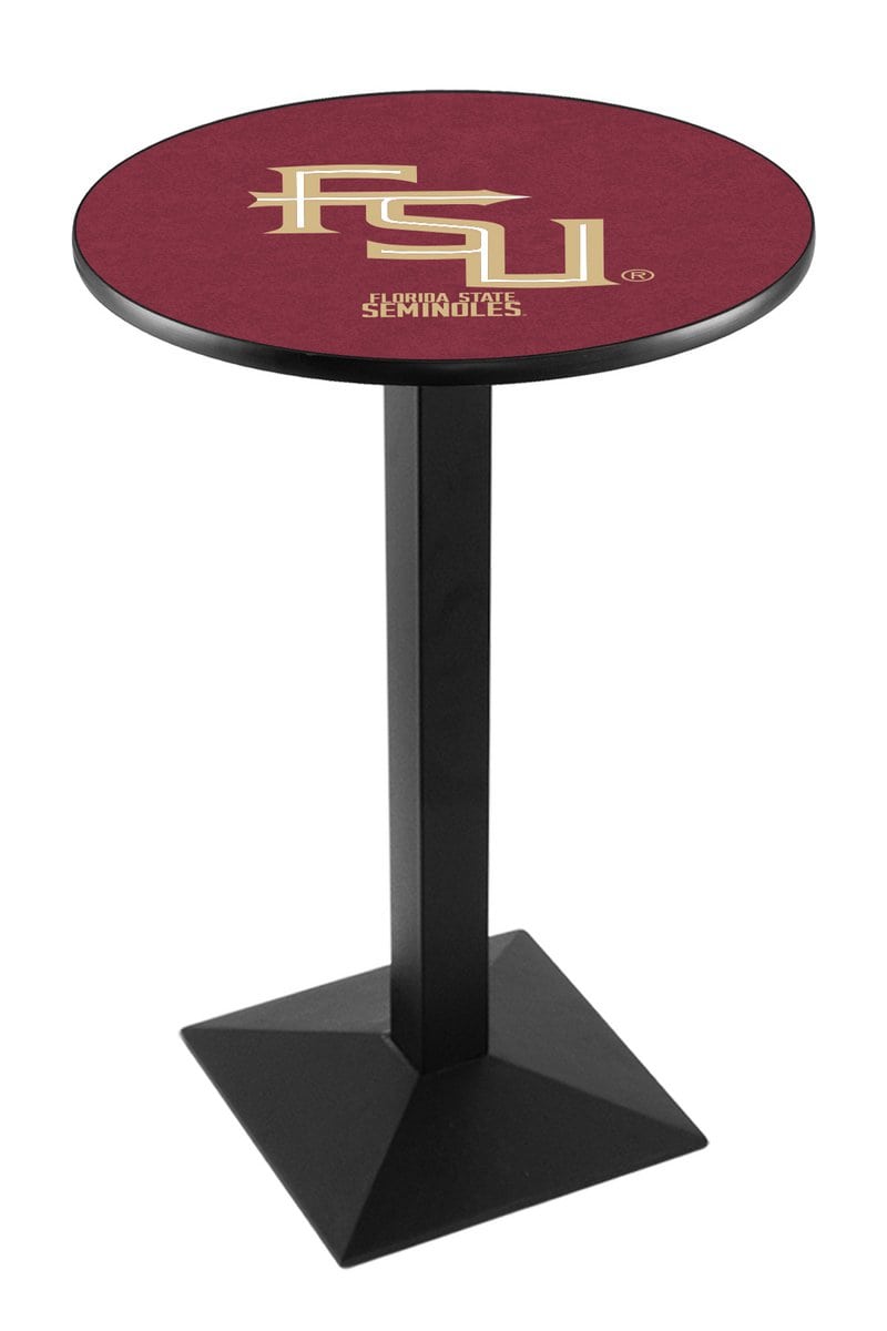 Florida State (Script) 36-Inch Pub Table with 36-Inch Top, Square Base Base, and Black Wrinkle Finish 1 Florida State (Script) 36-Inch Pub Table with 36-Inch Top, Square Base Base, and Black Wrinkle Finish