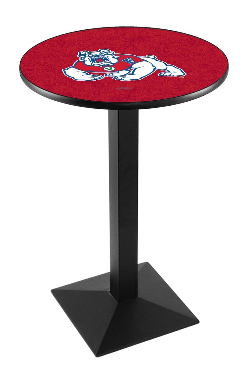 Fresno State University 42-Inch Pub Table with 36-Inch Top, Square Base Base, and Black Wrinkle Finish 1 Fresno State University 42-Inch Pub Table with 36-Inch Top, Square Base Base, and Black Wrinkle Finish