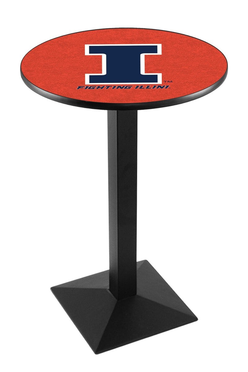 University of Illinois 36-Inch Pub Table with 36-Inch Top, Square Base Base, and Black Wrinkle Finish 1 University of Illinois 36-Inch Pub Table with 36-Inch Top, Square Base Base, and Black Wrinkle Finish