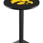 University of Iowa 42-Inch Pub Table with 30-Inch Top, Square Base Base, and Black Wrinkle Finish