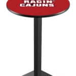 University of Louisiana at Lafayette 42-Inch Pub Table with 36-Inch Top, Square Base Base, and Black Wrinkle Finish