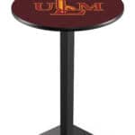 University of Louisiana at Monroe 42-Inch Pub Table with 30-Inch Top, Square Base Base, and Black Wrinkle Finish
