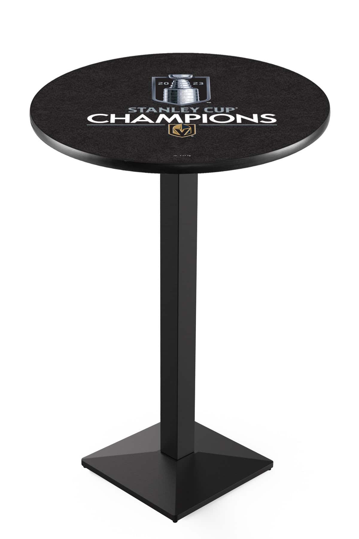 Vegas Golden Knights - 2023 Stanley Cup 42-Inch Pub Table with 30-Inch Top, Square Base Base, and Black Wrinkle Finish 1 Vegas Golden Knights - 2023 Stanley Cup 42-Inch Pub Table with 30-Inch Top, Square Base Base, and Black Wrinkle Finish