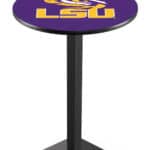 Louisiana State University 42-Inch Pub Table with 30-Inch Top, Square Base Base, and Black Wrinkle Finish