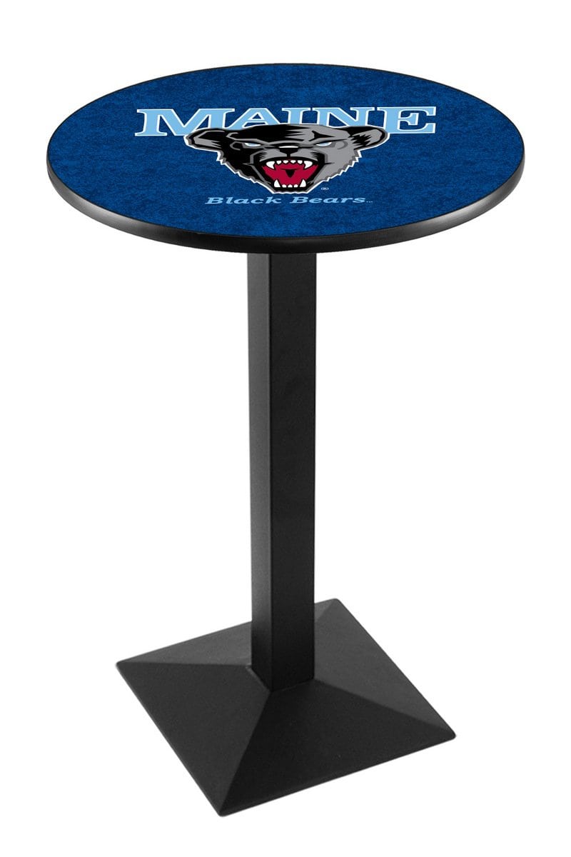 University of Maine 36-Inch Pub Table with 36-Inch Top, Square Base Base, and Black Wrinkle Finish 1 University of Maine 36-Inch Pub Table with 36-Inch Top, Square Base Base, and Black Wrinkle Finish