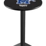 University of Memphis 42-Inch Pub Table with 30-Inch Top, Square Base Base, and Black Wrinkle Finish