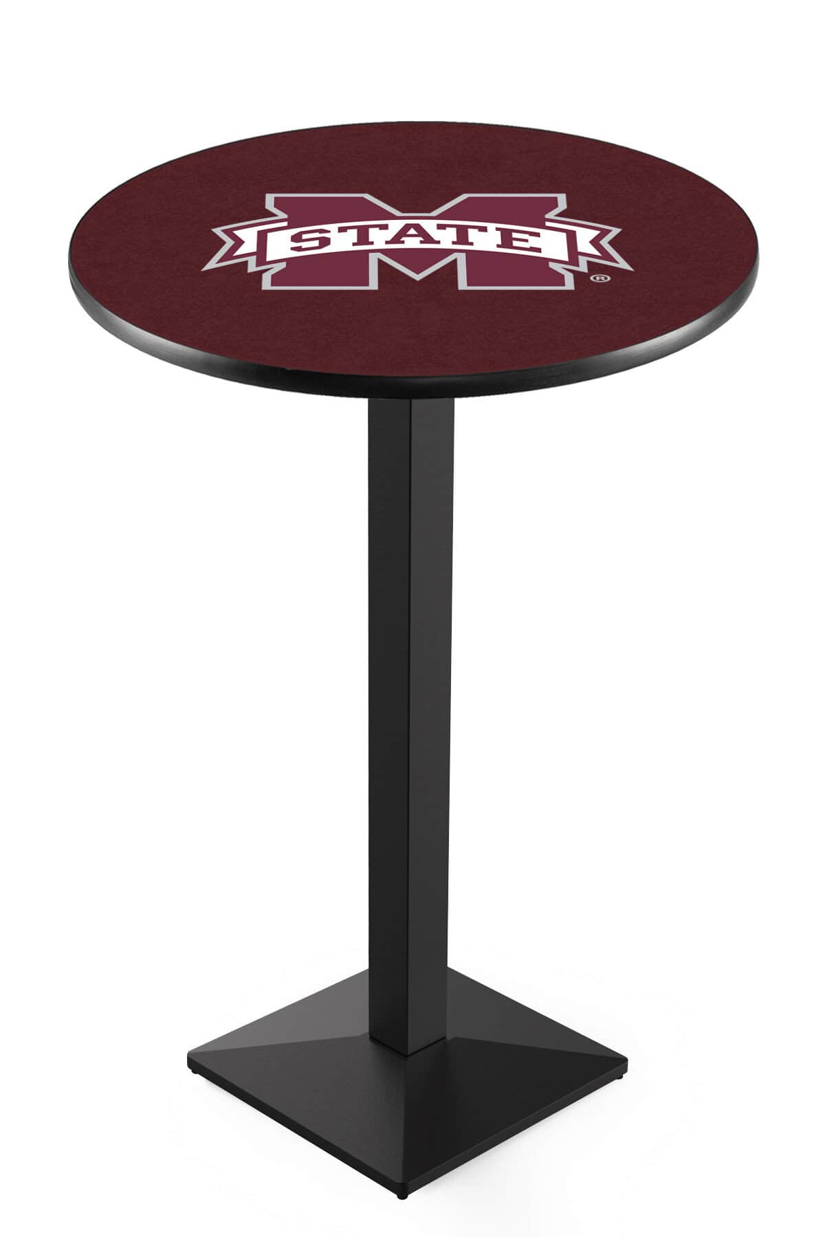 Mississippi State University 36-Inch Pub Table with 36-Inch Top, Square Base Base, and Black Wrinkle Finish 1 Mississippi State University 36-Inch Pub Table with 36-Inch Top, Square Base Base, and Black Wrinkle Finish