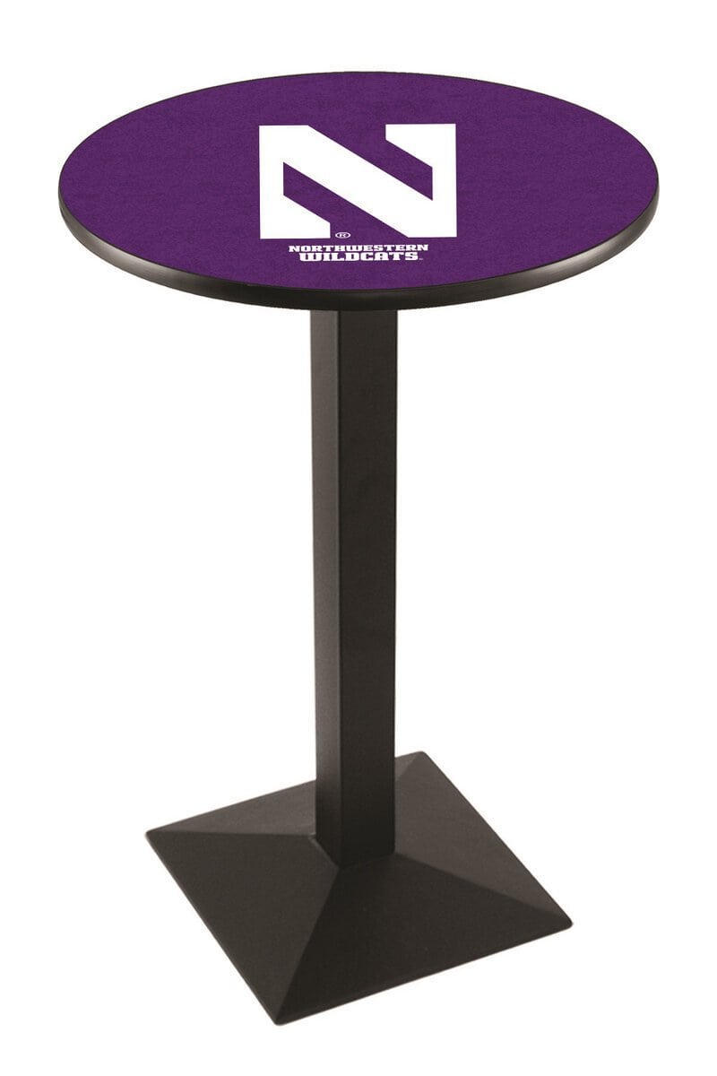 Northwestern University 42-Inch Pub Table with 30-Inch Top, Square Base Base, and Black Wrinkle Finish 1 Northwestern University 42-Inch Pub Table with 30-Inch Top, Square Base Base, and Black Wrinkle Finish