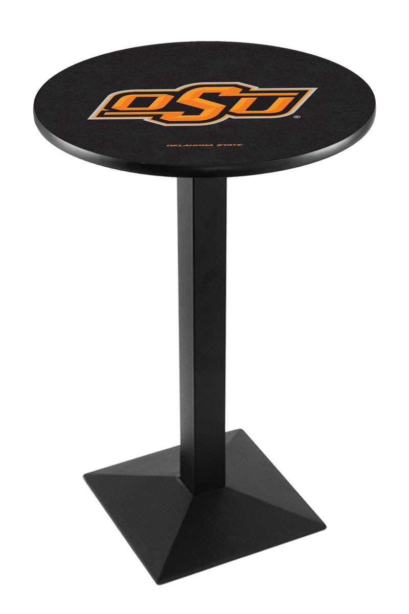 Oklahoma State University 36-Inch Pub Table with 30-Inch Top, Square Base Base, and Black Wrinkle Finish 1 Oklahoma State University 36-Inch Pub Table with 30-Inch Top, Square Base Base, and Black Wrinkle Finish