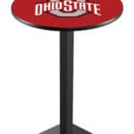 Ohio State University 42-Inch Pub Table with 30-Inch Top, Square Base Base, and Black Wrinkle Finish