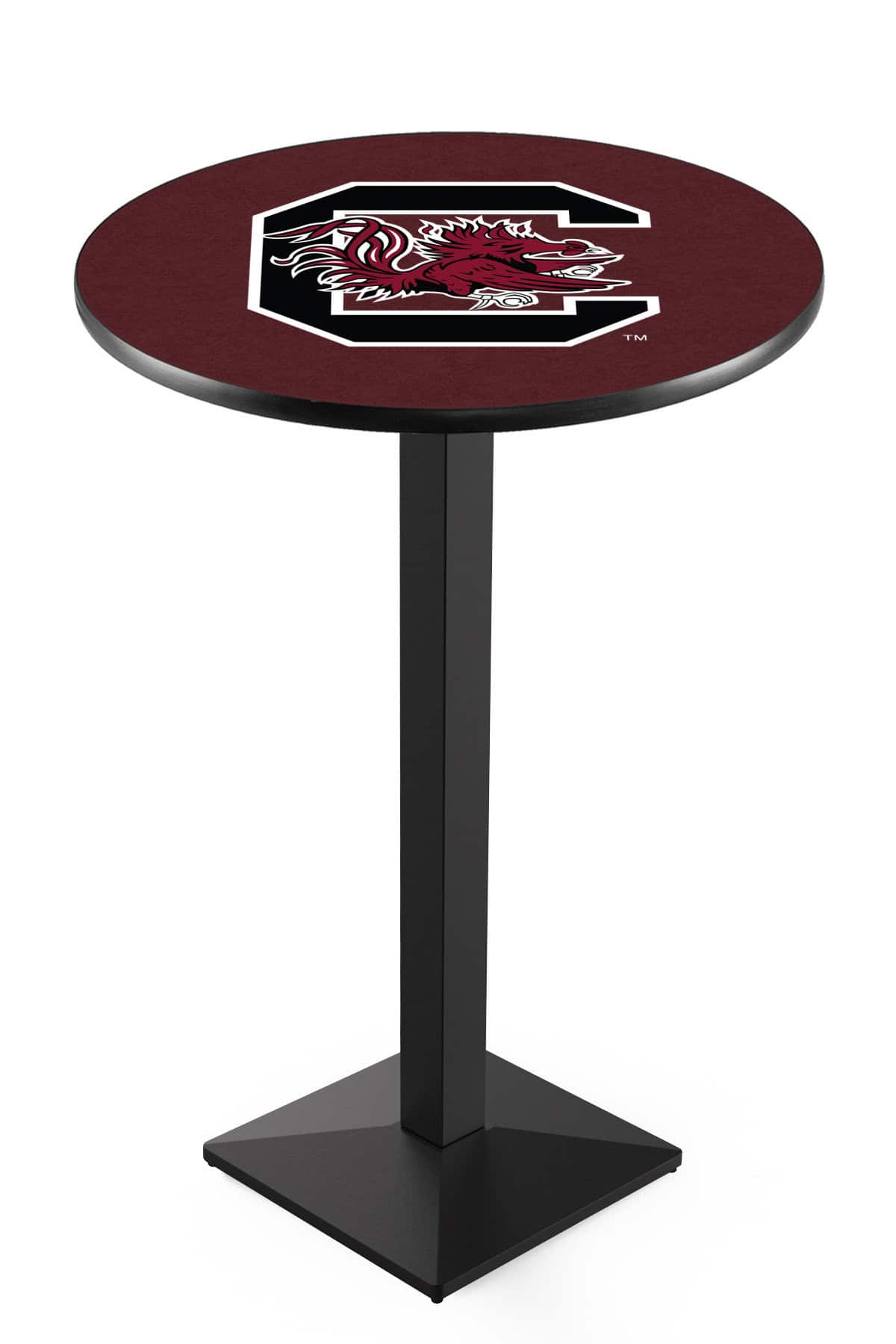University of South Carolina 36-Inch Pub Table with 30-Inch Top, Square Base Base, and Black Wrinkle Finish 1 University of South Carolina 36-Inch Pub Table with 30-Inch Top, Square Base Base, and Black Wrinkle Finish