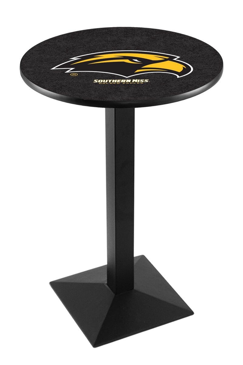 University of Southern Mississippi 42-Inch Pub Table with 36-Inch Top, Square Base Base, and Black Wrinkle Finish 1 University of Southern Mississippi 42-Inch Pub Table with 36-Inch Top, Square Base Base, and Black Wrinkle Finish