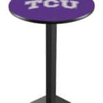 Texas Christian University 42-Inch Pub Table with 30-Inch Top, Square Base Base, and Black Wrinkle Finish