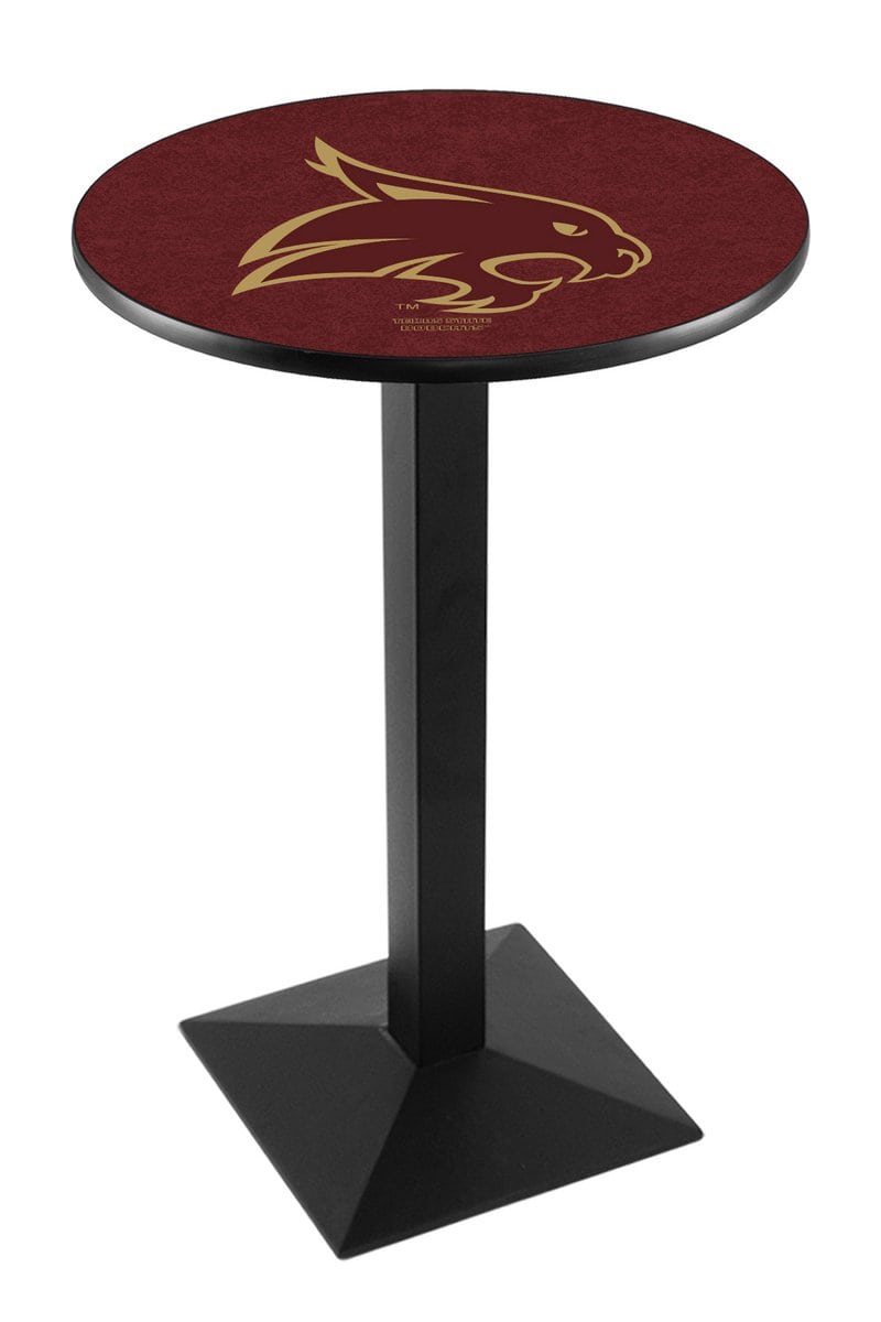 Texas State University 36-Inch Pub Table with 36-Inch Top, Square Base Base, and Black Wrinkle Finish 1 Texas State University 36-Inch Pub Table with 36-Inch Top, Square Base Base, and Black Wrinkle Finish