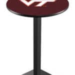 Virginia Tech University 36-Inch Pub Table with 30-Inch Top, Square Base Base, and Black Wrinkle Finish