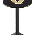 Vanderbilt University 42-Inch Pub Table with 36-Inch Top, Square Base Base, and Black Wrinkle Finish