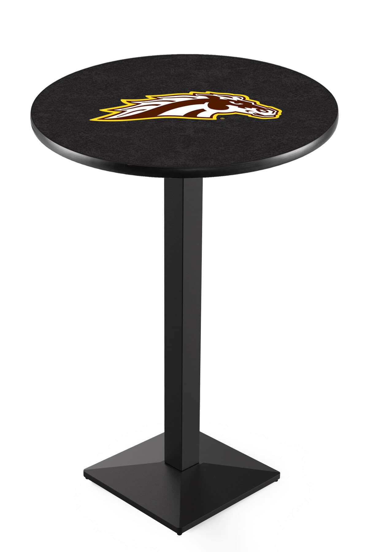 Western Michigan University 42-Inch Pub Table with 36-Inch Top, Square Base Base, and Black Wrinkle Finish 1 Western Michigan University 42-Inch Pub Table with 36-Inch Top, Square Base Base, and Black Wrinkle Finish
