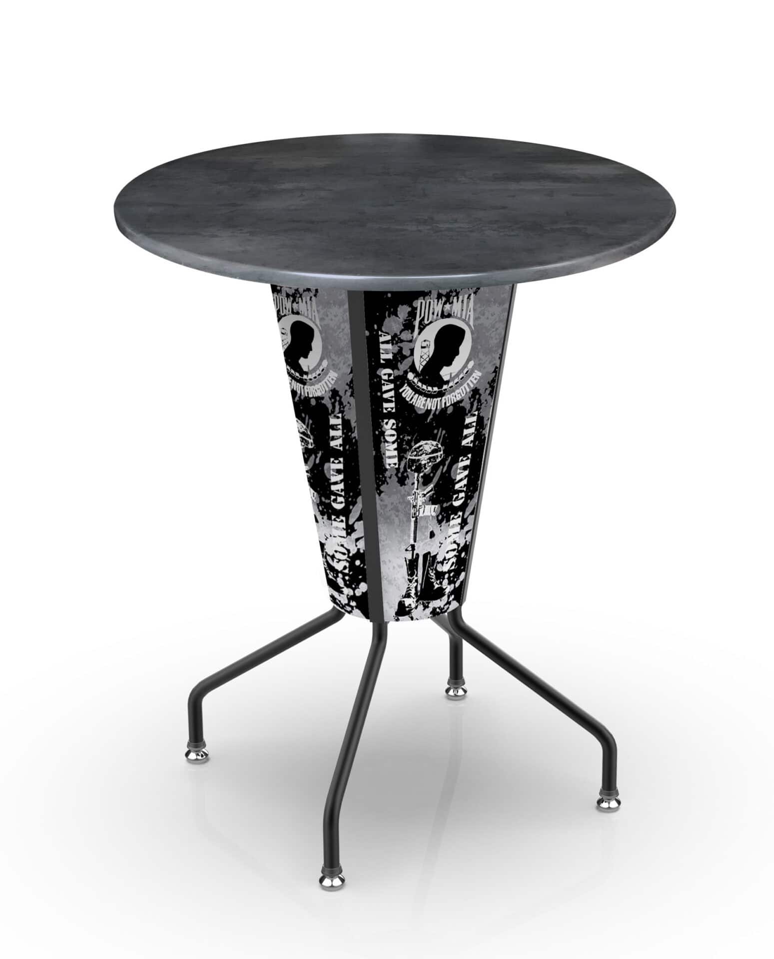 POW/MIA 42-Inch Tall Outdoor Lighted Pub Table w/ 36-Inch Top 1 POW/MIA 42-Inch Tall Outdoor Lighted Pub Table w/ 36-Inch Top