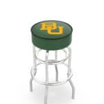 Baylor University 25-Inch Swivel Backless Counter Stool w/ Chrome Finish, Double-Ring Base, Cushion Seat
