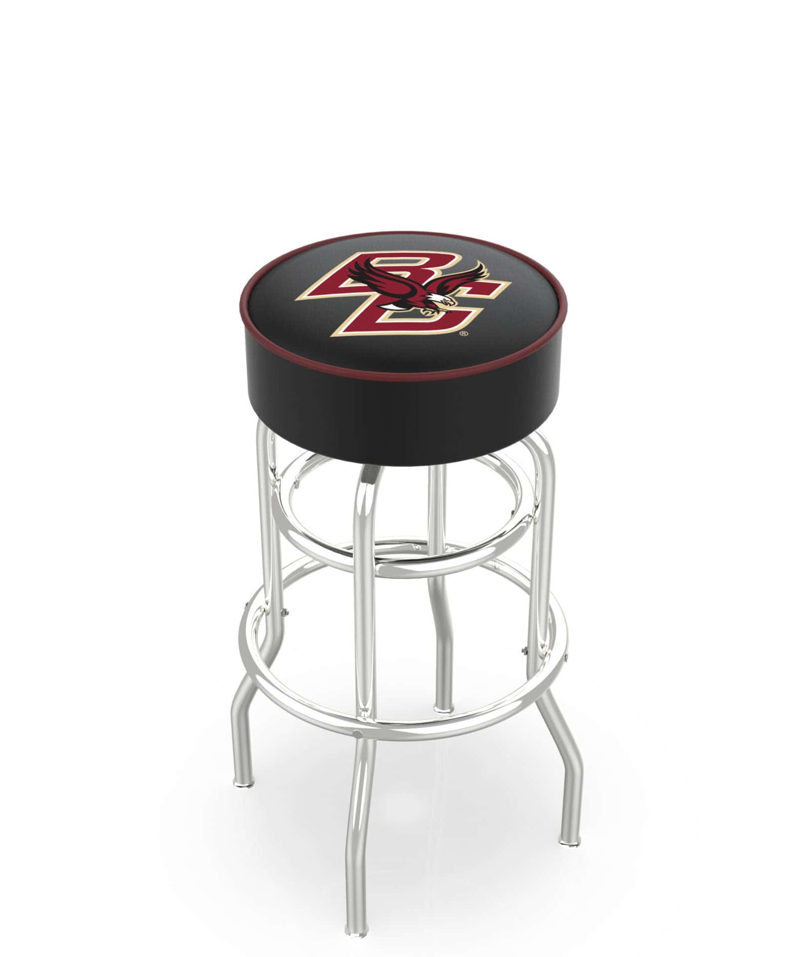 Boston College 25-Inch Swivel Backless Counter Stool w/ Chrome Finish, Double-Ring Base, Cushion Seat 1 Boston College 25-Inch Swivel Backless Counter Stool w/ Chrome Finish, Double-Ring Base, Cushion Seat