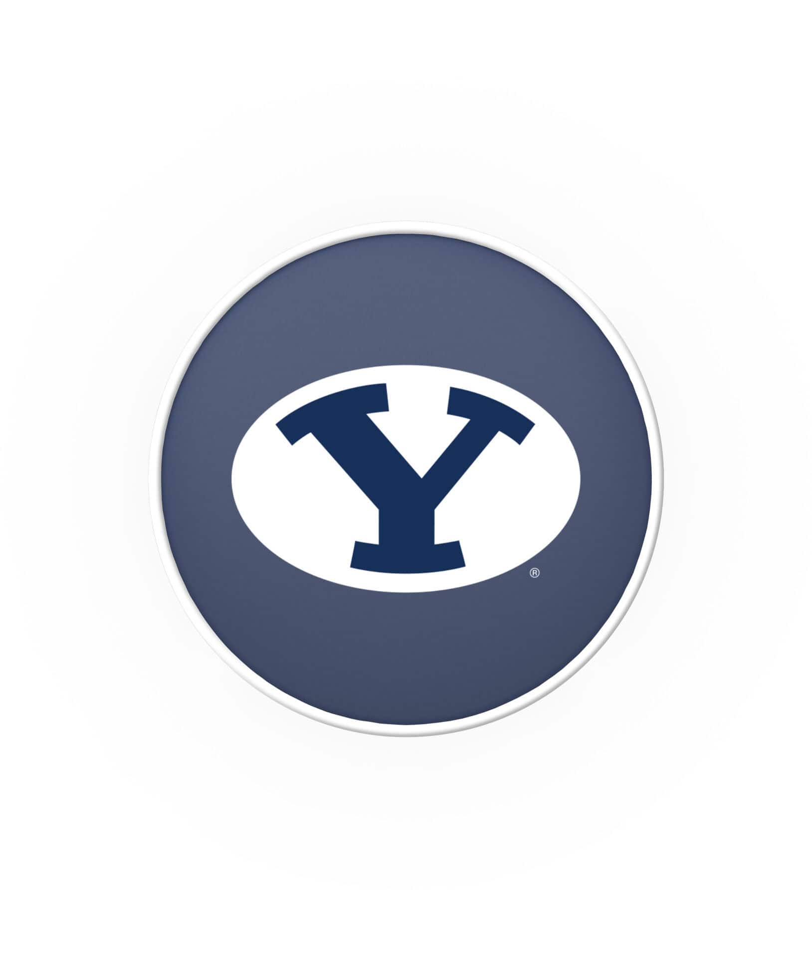 Brigham Young University 25-Inch Swivel Backless Counter Stool w/ Chrome Finish, Double-Ring Base, Cushion Seat 2 Brigham Young University 25-Inch Swivel Backless Counter Stool w/ Chrome Finish, Double-Ring Base, Cushion Seat - Image 2