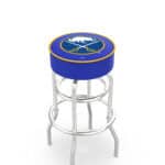 Buffalo Sabres 30-Inch Swivel Backless Bar Stool w/ Chrome Finish, Double-Ring Base, Cushion Seat 3 Buffalo Sabres 30-Inch Swivel Backless Bar Stool w/ Chrome Finish, Double-Ring Base, Cushion Seat