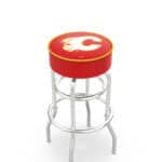 Calgary Flames 30-Inch Swivel Backless Bar Stool w/ Chrome Finish, Double-Ring Base, Cushion Seat 3 Calgary Flames 30-Inch Swivel Backless Bar Stool w/ Chrome Finish, Double-Ring Base, Cushion Seat