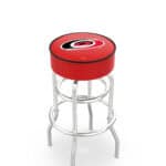 Carolina Hurricanes 30-Inch Swivel Backless Bar Stool w/ Chrome Finish, Double-Ring Base, Cushion Seat 3 Carolina Hurricanes 30-Inch Swivel Backless Bar Stool w/ Chrome Finish, Double-Ring Base, Cushion Seat