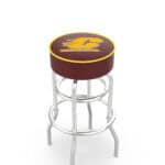 Central Michigan University 25-Inch Swivel Backless Counter Stool w/ Chrome Finish, Double-Ring Base, Cushion Seat
