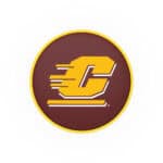 Central Michigan University 25-Inch Swivel Backless Counter Stool w/ Chrome Finish, Double-Ring Base, Cushion Seat