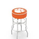 Clemson University 30-Inch Swivel Backless Bar Stool w/ Chrome Finish, Double-Ring Base, Cushion Seat 3 Clemson University 30-Inch Swivel Backless Bar Stool w/ Chrome Finish, Double-Ring Base, Cushion Seat