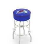 Colorado Avalanche 30-Inch Swivel Backless Bar Stool w/ Chrome Finish, Double-Ring Base, Cushion Seat