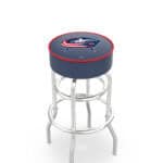 Columbus Blue Jackets 30-Inch Swivel Backless Bar Stool w/ Chrome Finish, Double-Ring Base, Cushion Seat 3 Columbus Blue Jackets 30-Inch Swivel Backless Bar Stool w/ Chrome Finish, Double-Ring Base, Cushion Seat