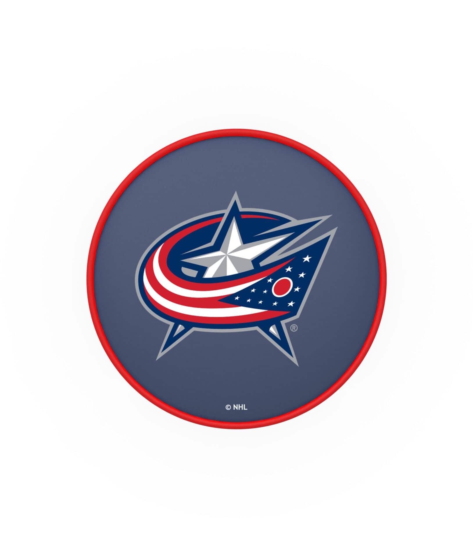 Columbus Blue Jackets 30-Inch Swivel Backless Bar Stool w/ Chrome Finish, Double-Ring Base, Cushion Seat 2 Columbus Blue Jackets 30-Inch Swivel Backless Bar Stool w/ Chrome Finish, Double-Ring Base, Cushion Seat - Image 2