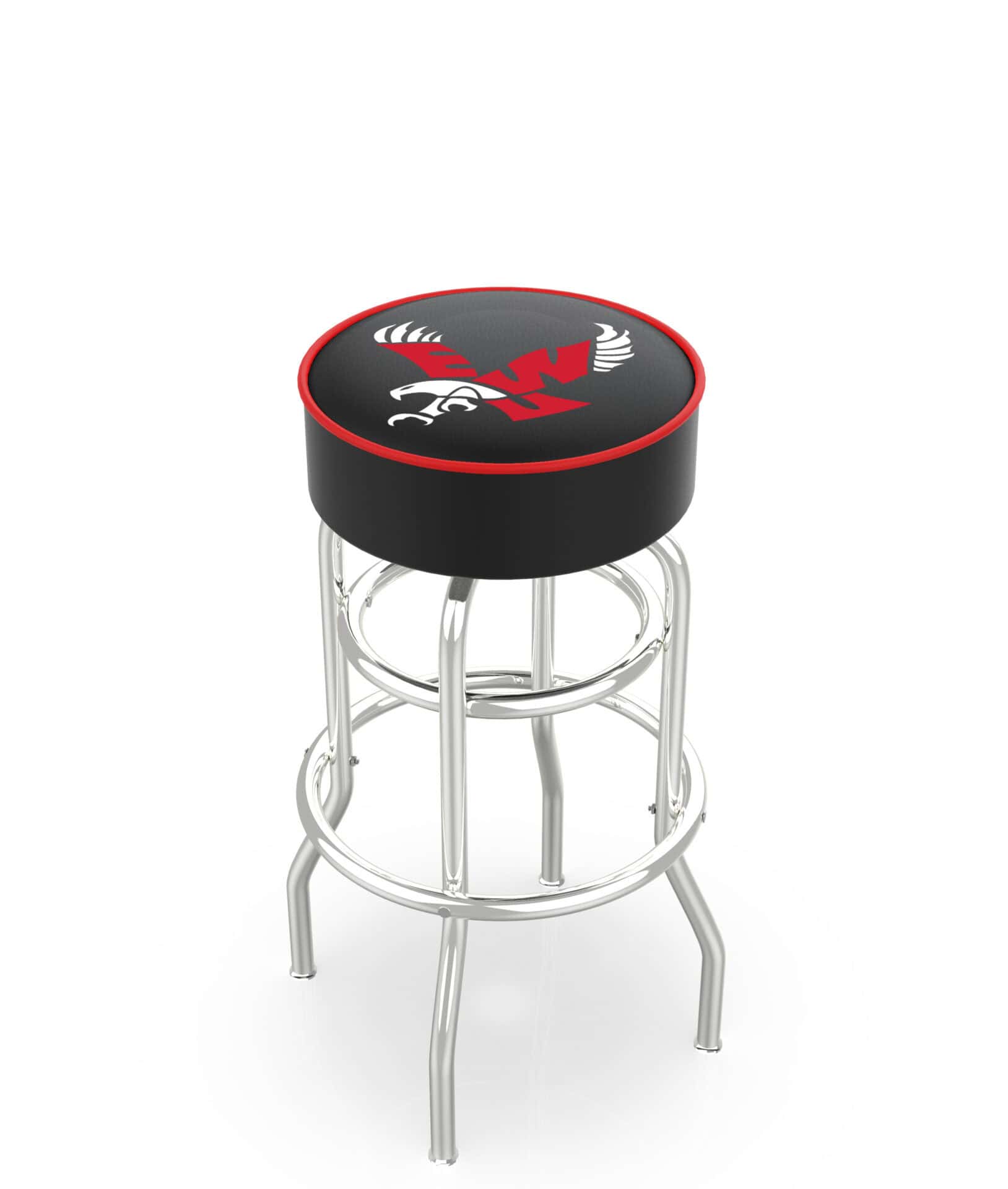 Eastern Washington University 25-Inch Swivel Backless Counter Stool w/ Chrome Finish, Double-Ring Base, Cushion Seat 1 Eastern Washington University 25-Inch Swivel Backless Counter Stool w/ Chrome Finish, Double-Ring Base, Cushion Seat
