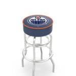 Edmonton Oilers 30-Inch Swivel Backless Bar Stool w/ Chrome Finish, Double-Ring Base, Cushion Seat 3 Edmonton Oilers 30-Inch Swivel Backless Bar Stool w/ Chrome Finish, Double-Ring Base, Cushion Seat