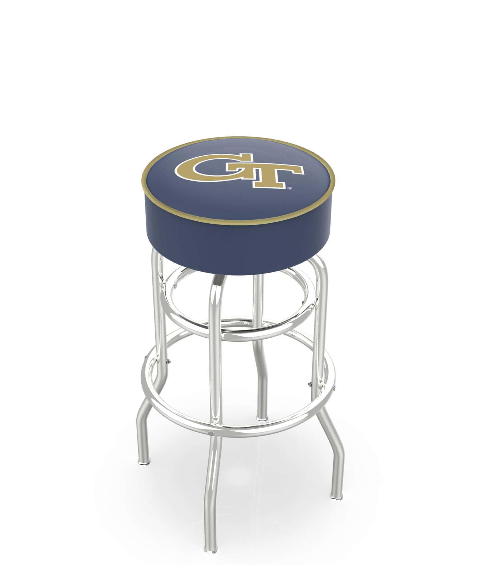 Georgia Tech 25-Inch Swivel Backless Counter Stool w/ Chrome Finish, Double-Ring Base, Cushion Seat 1 Georgia Tech 25-Inch Swivel Backless Counter Stool w/ Chrome Finish, Double-Ring Base, Cushion Seat