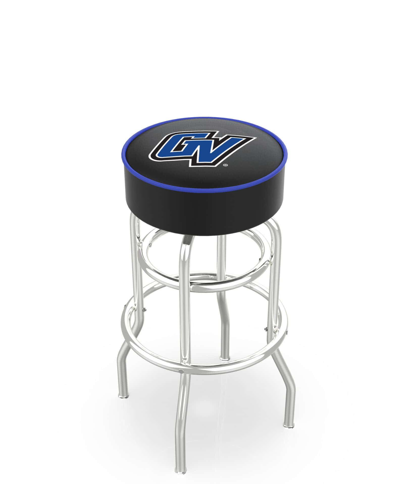 Grand Valley State University 25-Inch Swivel Backless Counter Stool w/ Chrome Finish, Double-Ring Base, Cushion Seat 1 Grand Valley State University 25-Inch Swivel Backless Counter Stool w/ Chrome Finish, Double-Ring Base, Cushion Seat