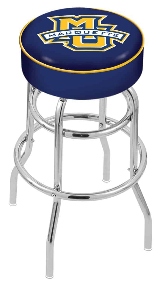 Marquette University 25-Inch Swivel Backless Counter Stool w/ Chrome Finish, Double-Ring Base, Cushion Seat 1 Marquette University 25-Inch Swivel Backless Counter Stool w/ Chrome Finish, Double-Ring Base, Cushion Seat