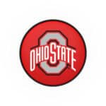 Ohio State University 25-Inch Swivel Backless Counter Stool w/ Chrome Finish, Double-Ring Base, Cushion Seat