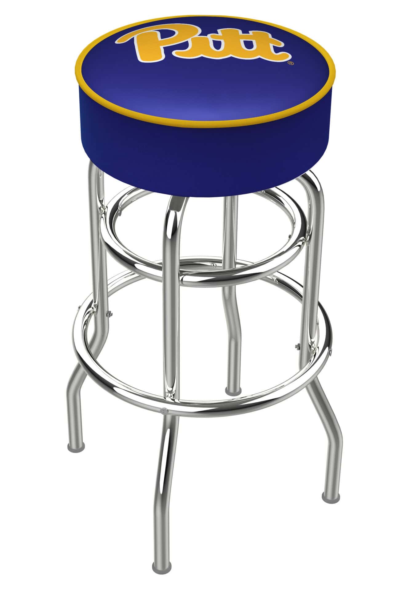 University of Pittsburgh 30-Inch Swivel Backless Bar Stool w/ Chrome Finish, Double-Ring Base, Cushion Seat 1 University of Pittsburgh 30-Inch Swivel Backless Bar Stool w/ Chrome Finish, Double-Ring Base, Cushion Seat